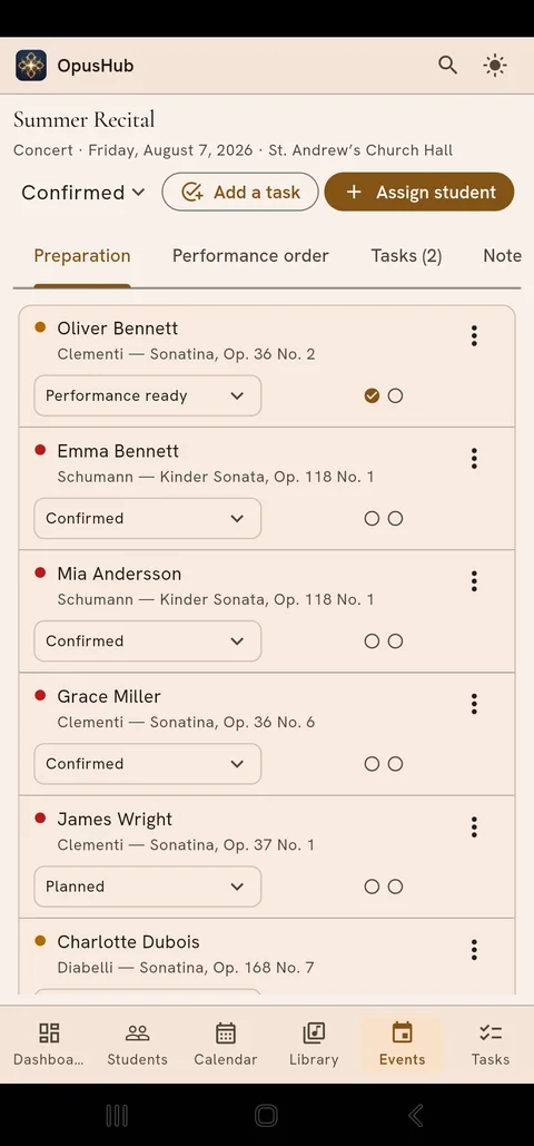 OpusHub Studio on an Android phone